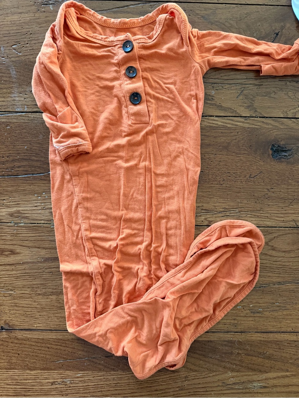 Cozy Orange Long-Sleeve Baby Onesie with Front Buttons